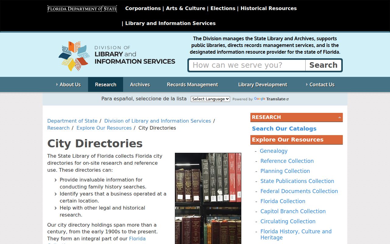 Florida State Library city directory collection for Melbourne research
