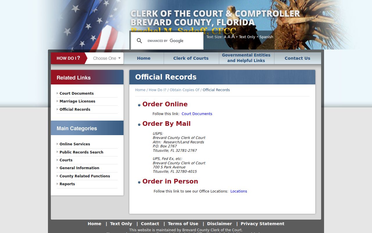Melbourne previous residents Brevard official record copy options